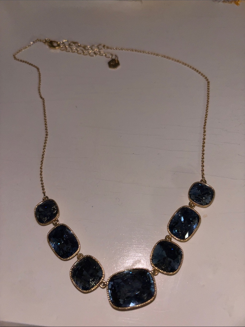 TC Gold-Tone Deep Blue Crystal Bib Necklace